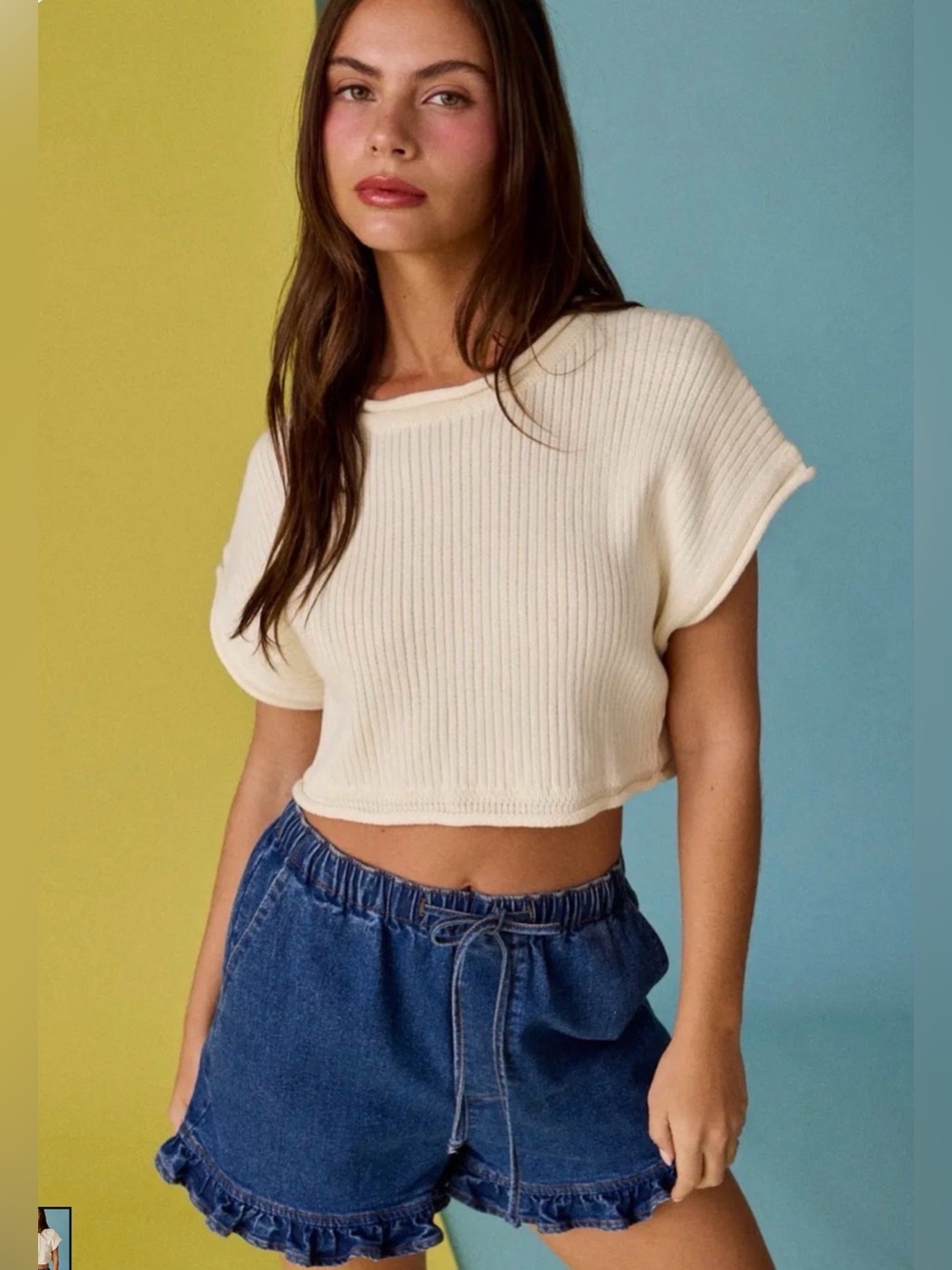 NWT Papermoon Ribbed Sweater Top ~ Cream